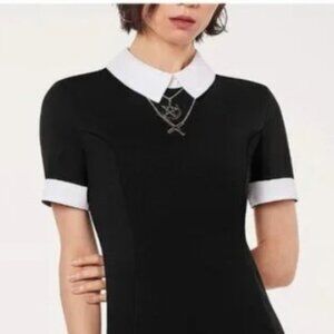 NWT Spirit Halloween Black White Collared Dress Wednesday Addams 1X